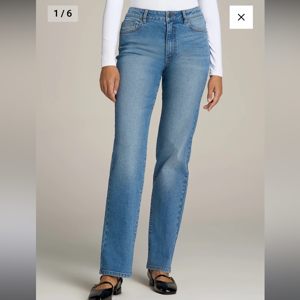 **TALL**American Tall Harper High-Rise Straight Stretch Jeans for Tall Women